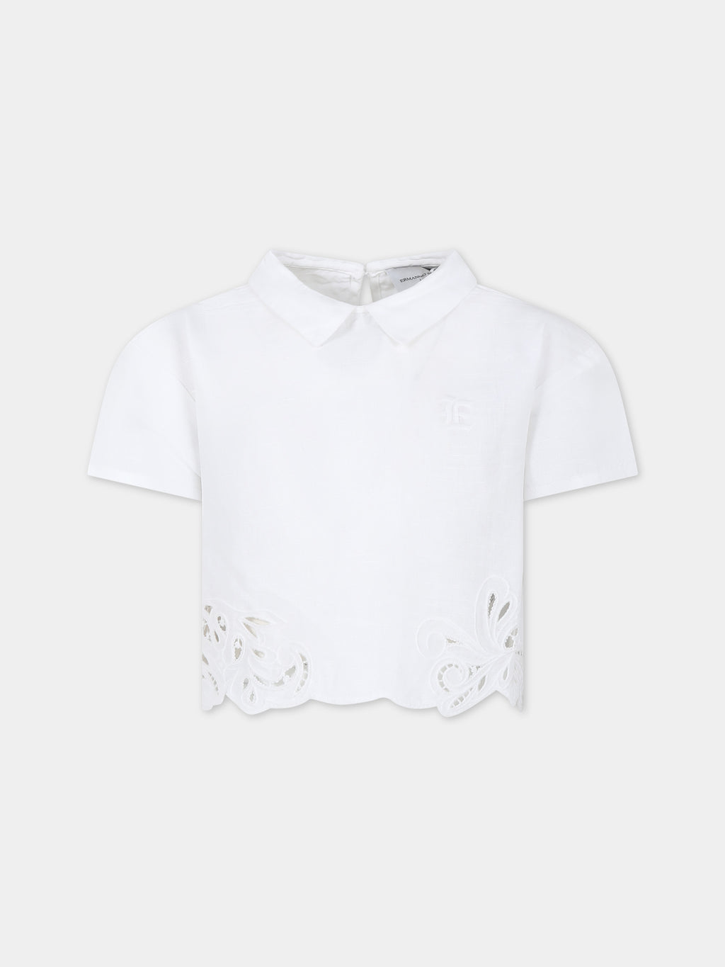 Top blanc pour fille avec broderie